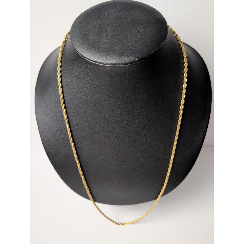 Vintage Signed Napier Gold Tone Shiny Rope Twist Chain Necklace 15 inch